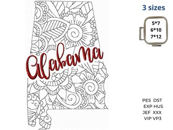 Alabama State Embroidery Design