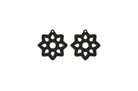 Black Flower Earrings Embroidery Design