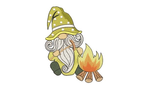 Camping Gnome Embroidery Design