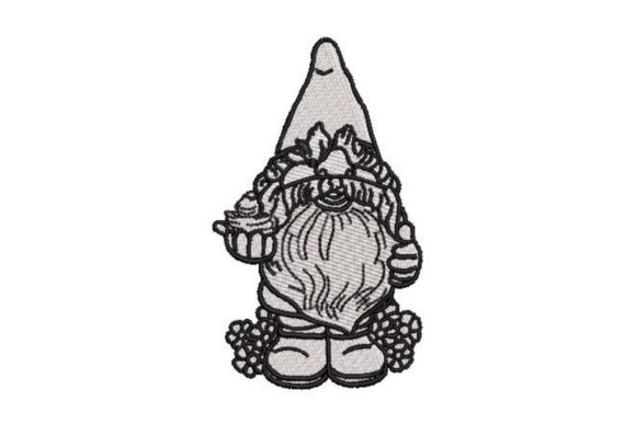 Garden Gnome Line Art: A Cheerful, Versatile Embroidery Staple