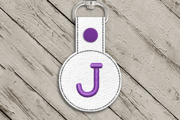 Letter J ITH Round Key Fob Applique