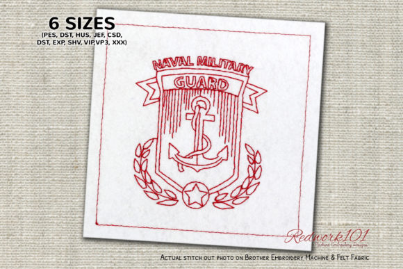 Naval Military Guard Redwork Design