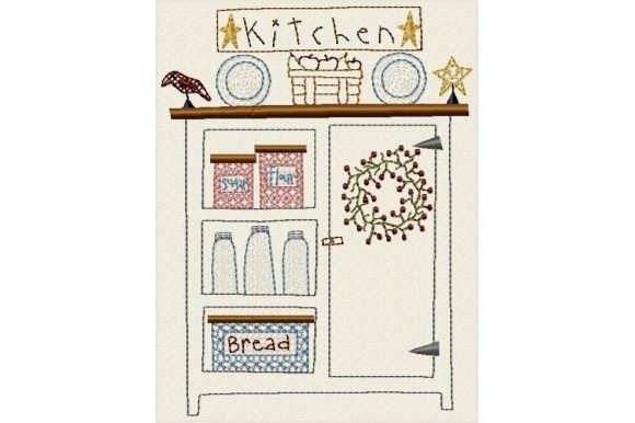 Prim Kitchen: A Charming Farm-Style Embroidery Design