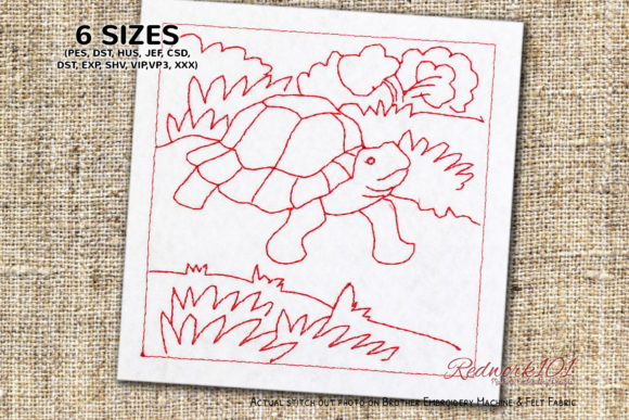 Tortoise Redwork: A Seasonal Stitch with Quiet Charm